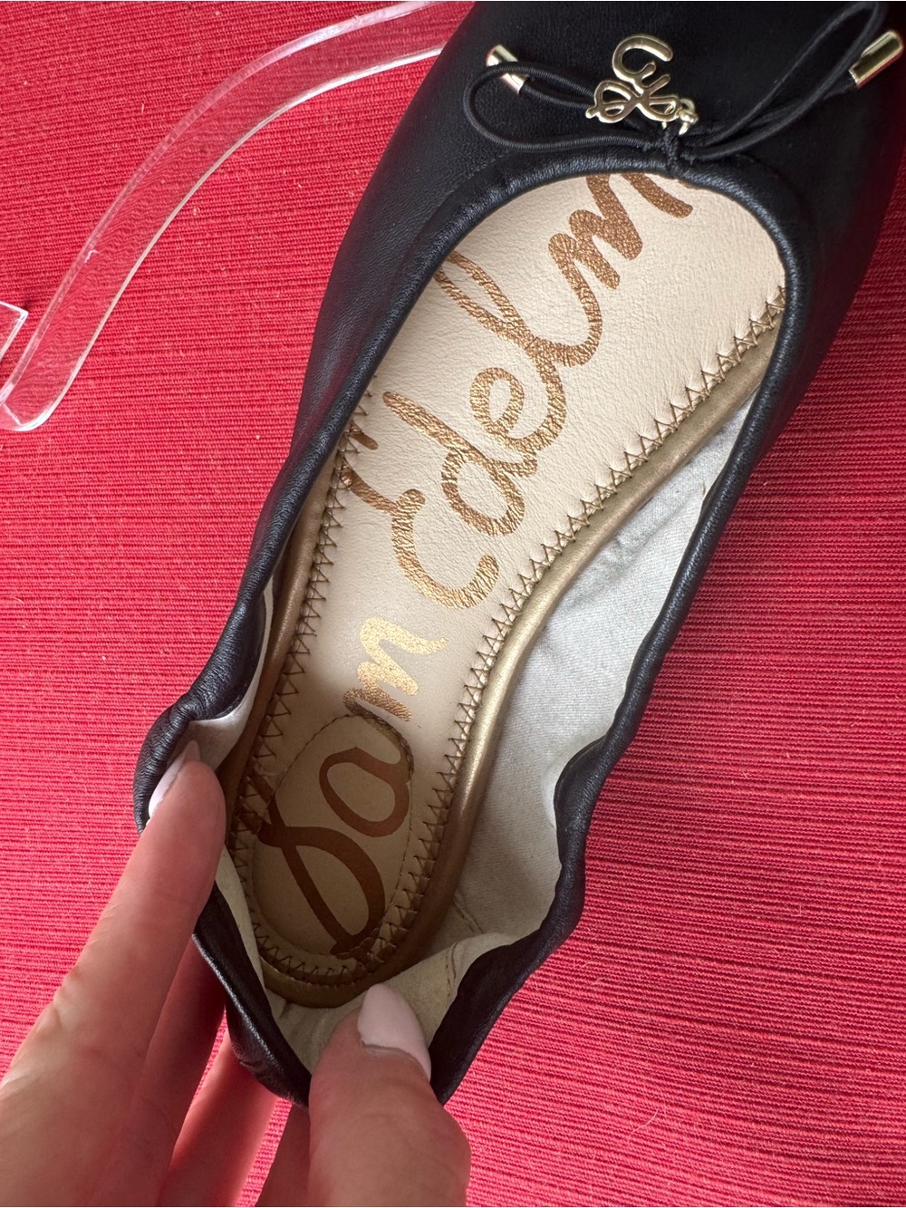 NEW Sam Edelman Felicia Ballet Flats Women’s Black Leather Bow Cushioned Size 6 - Picture 8 of 10